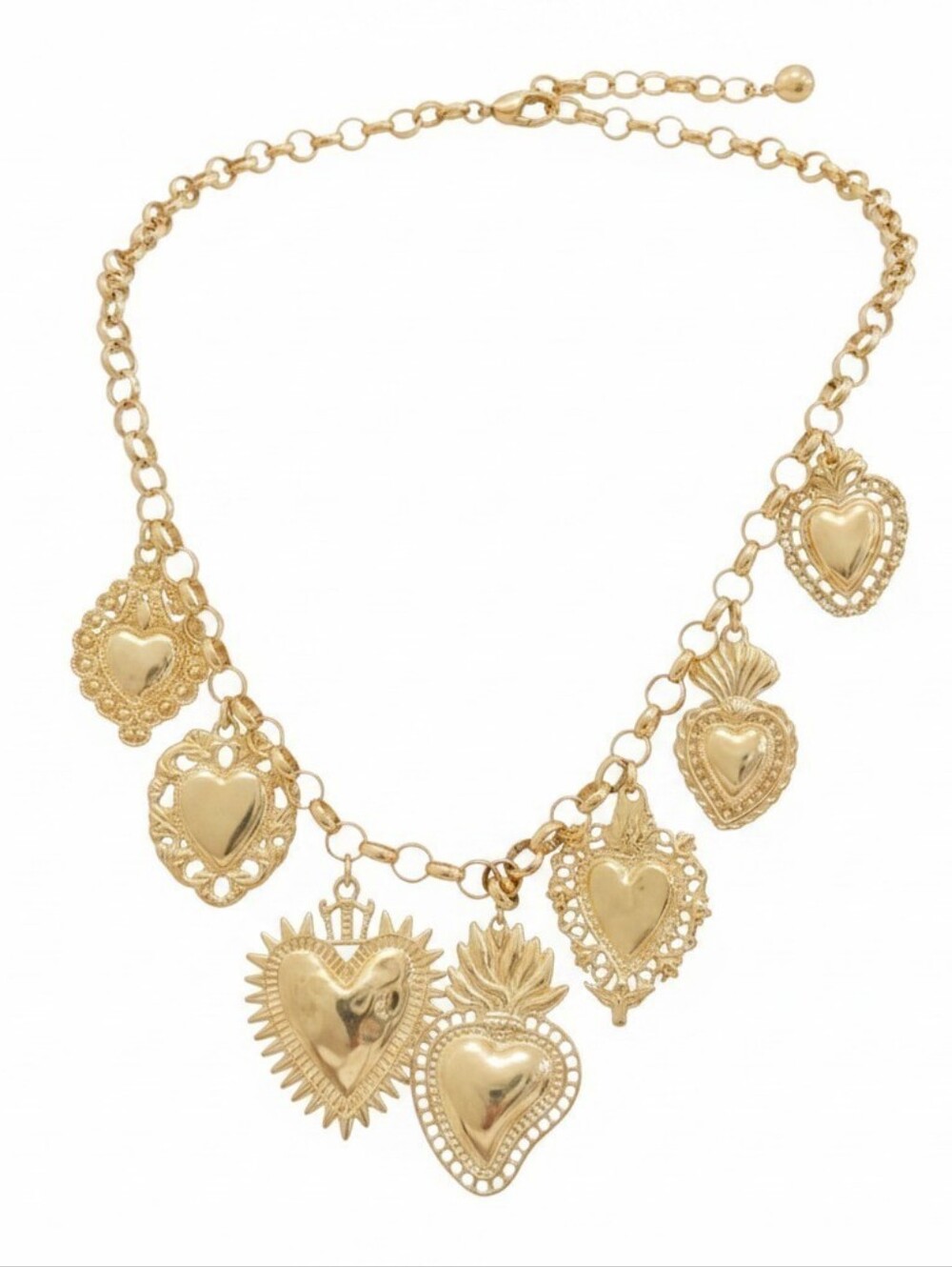 💛▪️Persimmon▪️Sacred Heart Charms gorgeous Necklace